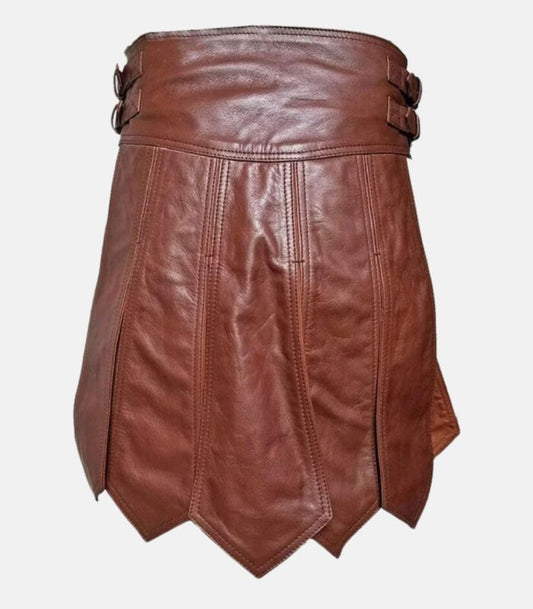 Bold Brown Leather Gladiator Kilt