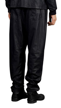 Casual Baggy Leather Trousers with Elastic Waist