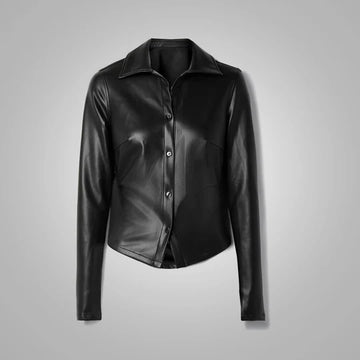 Classic Slim Fit Leather Shirt with Smooth Sleeves