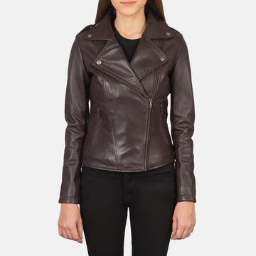 Flashback Semi-Aniline Maroon Leather Biker Jacket with Notch Collar