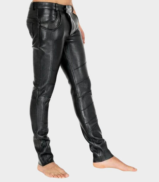 Genuine Sheep Leather Slim Fit Pants with Soft Polyester Lining