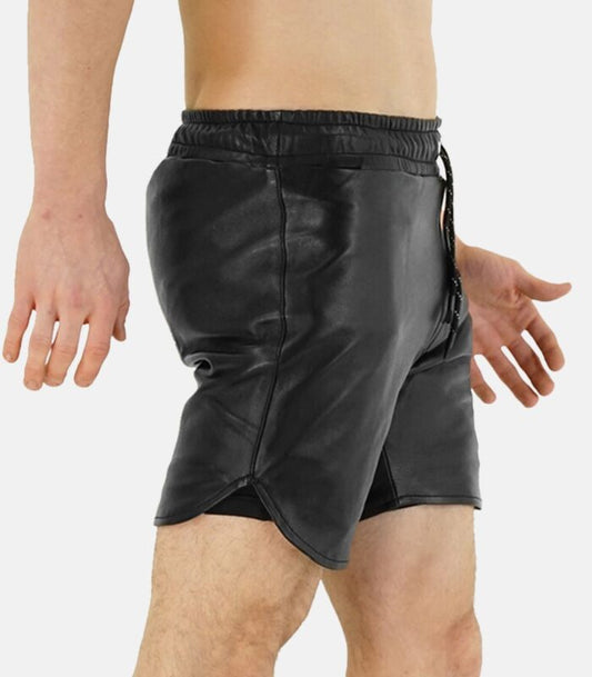 Lamb Leather Black Shorts with Tailored Fit
