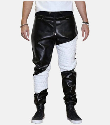 Leather Trousers Featuring striking White Quilted Contrast