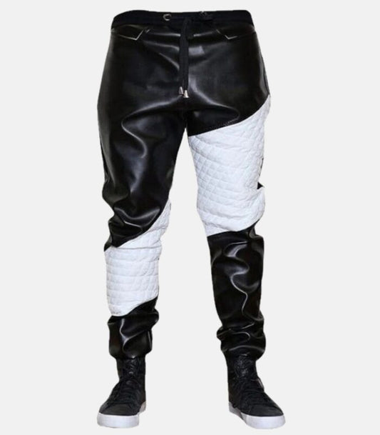 Leather Trousers Featuring striking White Quilted Contrast