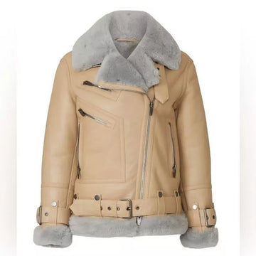 Luxury Napa Leather Shearling Aviator Jacket
