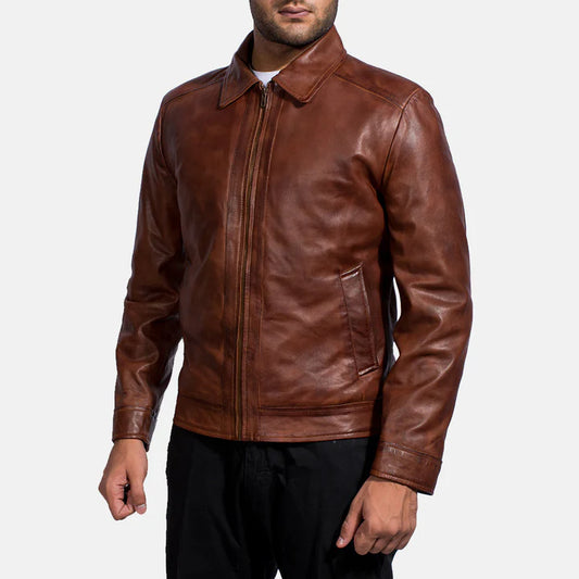 Outlaw Brown Sheepskin Leather Jacket with Quilted Lining
