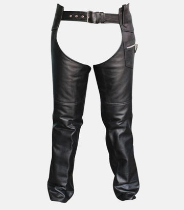 Premium Black Leather Chaps with Customizable Side Lace Fit