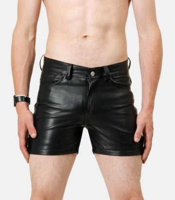 Premium Cow Aniline Leather Shorts with Inner Lining and Zipper Closure