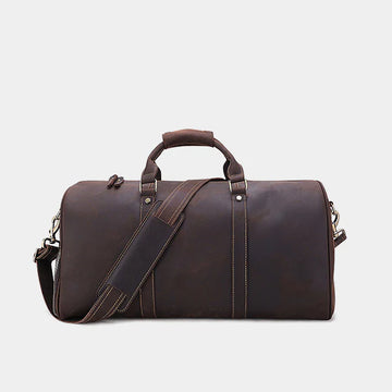 Premium Leather Duffel Bag with Separate Shoe Compartment