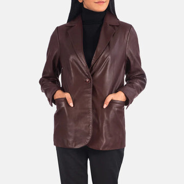 Sheepskin Leather Blazer with Semi-Aniline Finish & Quilted Lining