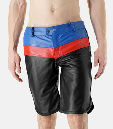 Sleek Leather Shorts with Zipper Closure and Cow Aniline Finish