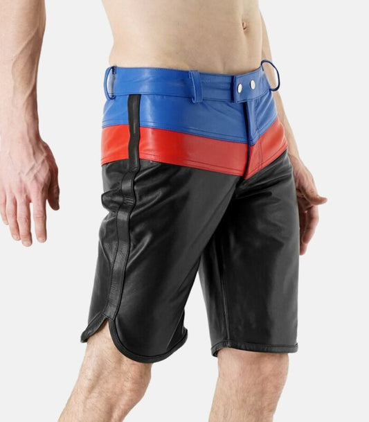 Sleek Leather Shorts with Zipper Closure and Cow Aniline Finish