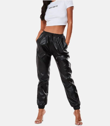 Slim Fit Handmade premium Black Leather Trousers