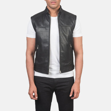 Viper Sheepskin Leather Biker Vest with Dual Waist Straps