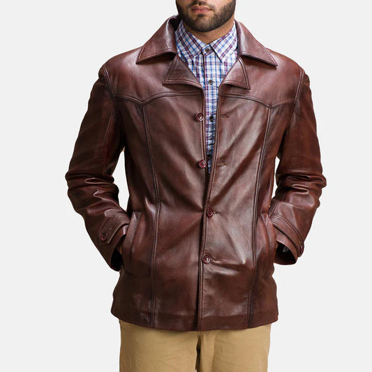 Winchester Sheepskin Leather Jacket with Notch collar