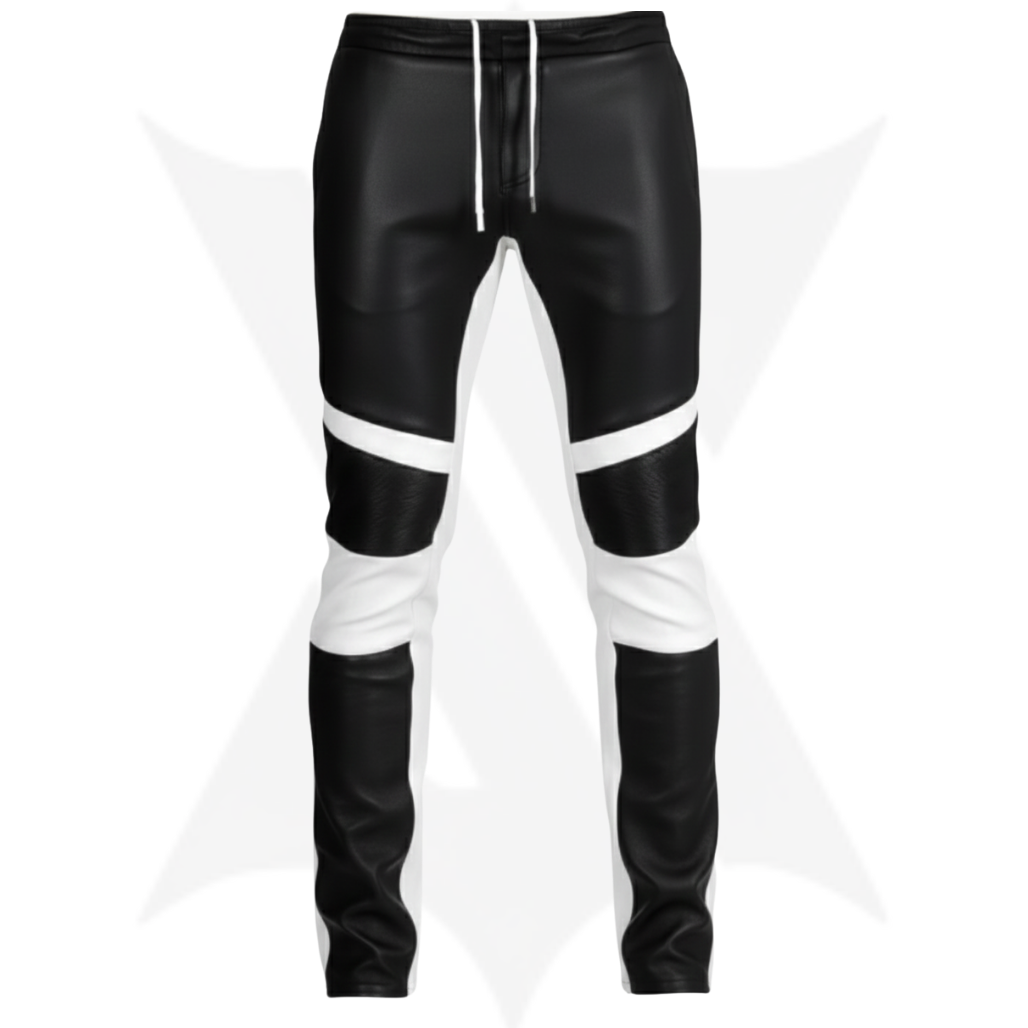 Black and white striped pants on a white background
