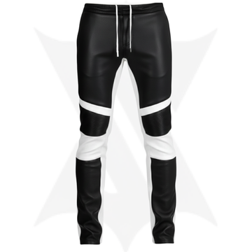 Black and white striped pants on a white background