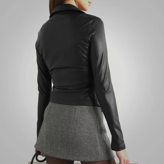 Classic Slim Fit Leather Shirt with Smooth Sleeves