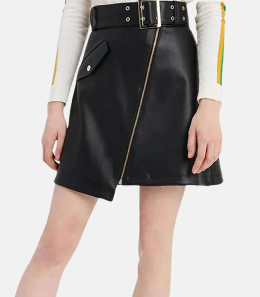 Handcrafted Odalys Soft Leather Skirt with Adjustable Belt