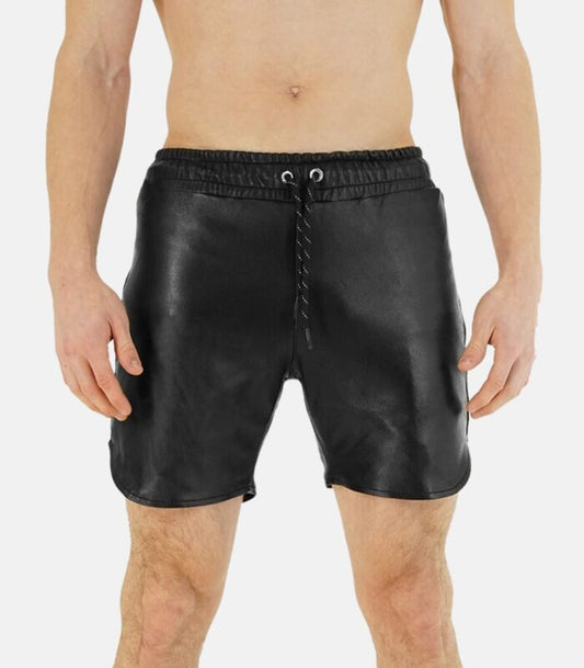 Lamb Leather Black Shorts with Tailored Fit