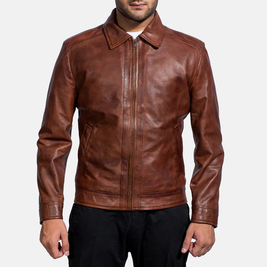 Outlaw Brown Sheepskin Leather Jacket with Quilted Lining