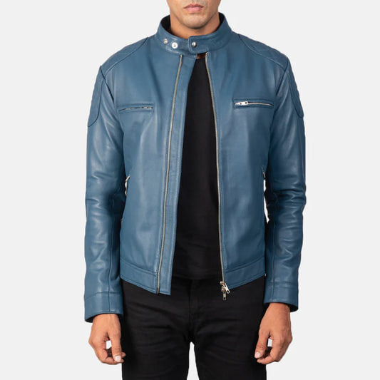 Skyler Sheepskin Leather Biker Jacket with Quilted Design