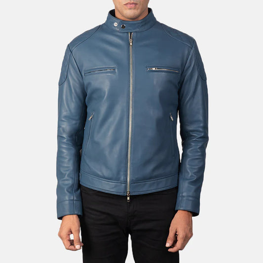 Skyler Sheepskin Leather Biker Jacket with Quilted Design